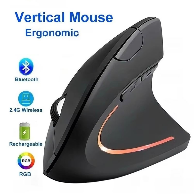 Desk Setup Kit - Souris verticale ergonomique 2,4 GHz Bluetooth