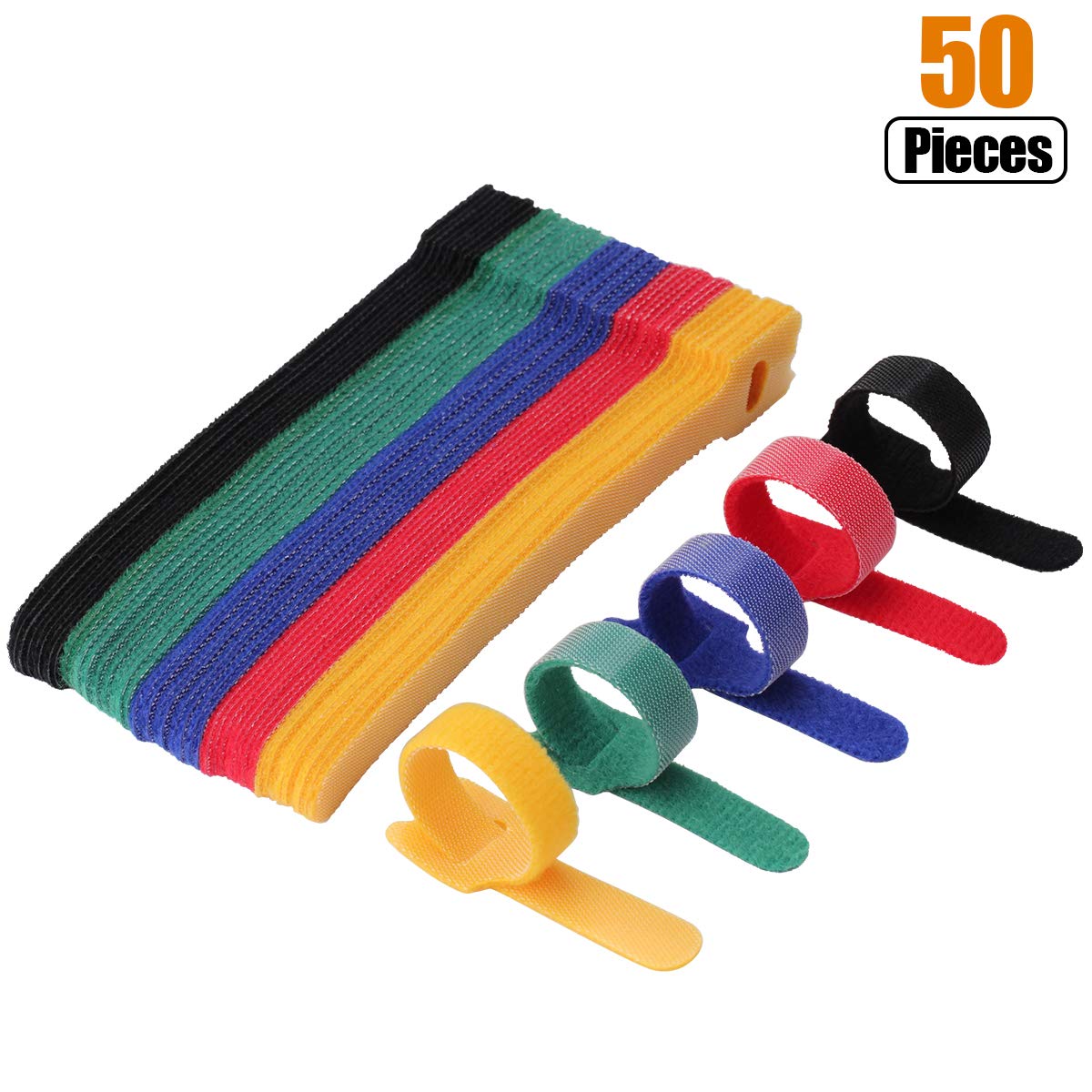 50pcs 12*150-300mm T-type Velc - Cable Velcro Strap avis et prix