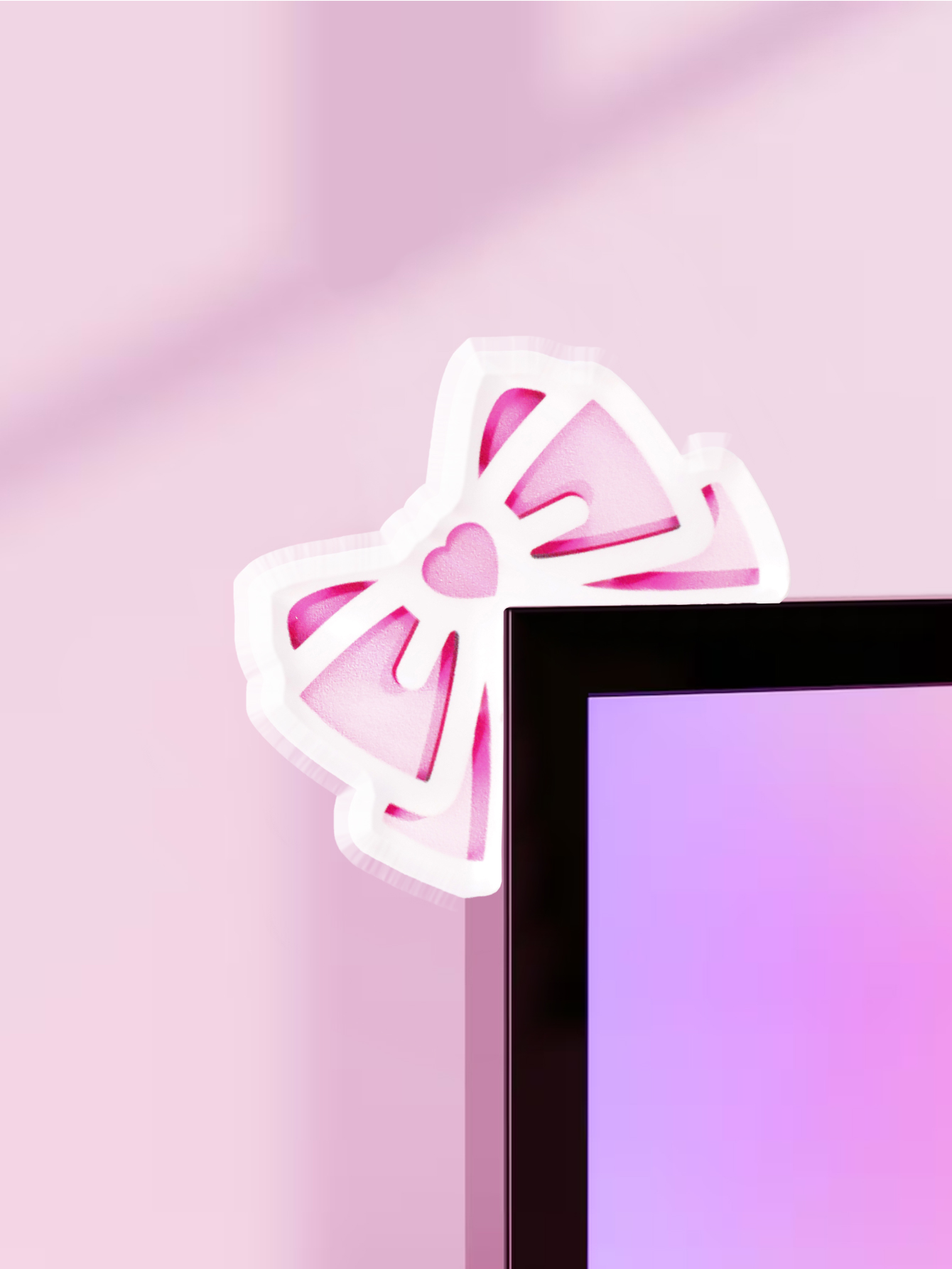 Kawaii Bow Monitor Décor Rose  - Desk Setup Home avis et prix